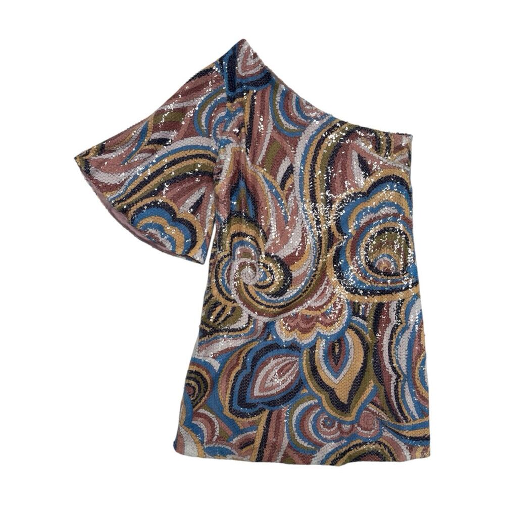 Vintage DejaVu Mini Dress Womens Small Pink Paisley Sequined Glam Cocktail 80's